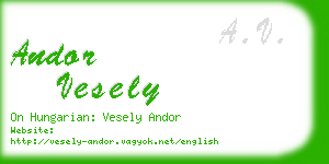 andor vesely business card